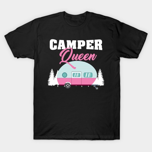 Camper Queen - Funny Camping Gifts for Girls and Women T-Shirt by Shirtbubble